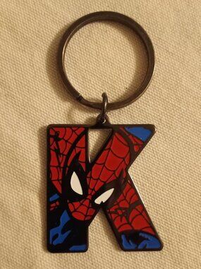 Letter "K" Spiderman metal keychain